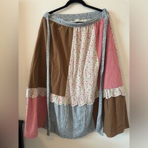 Midi skirt waist is 37 inch stretch waist lined inside  100% cotton